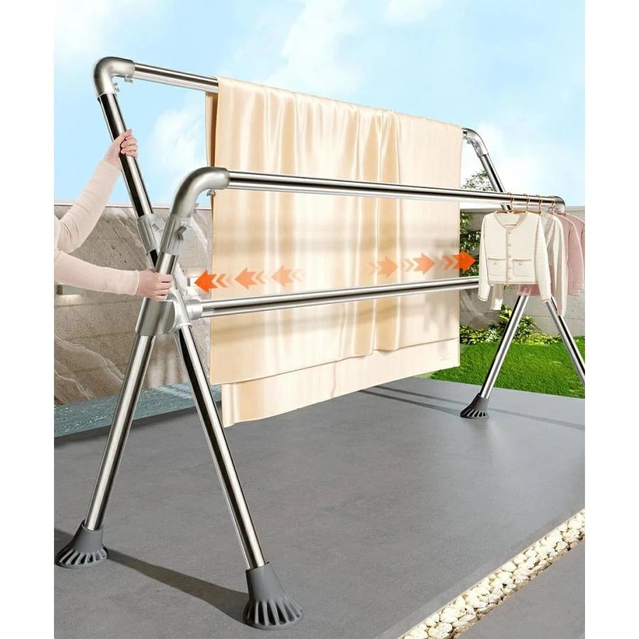 今すぐ購入超低価格[お正月は閉店しない]物干しラック 物干しスタンドX字型乾燥ラック調節可能な大容量衣類ラック屋内衣類乾燥ラックステンレススチール製洗濯物乾燥ラック屋