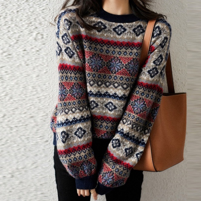 【高級品質!】 柔らかくて優しい印象 カジュアル プルオーバー ラウンドネック ニットセーター レディース