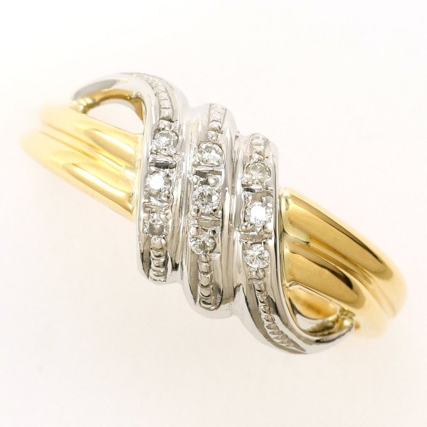 PT900 プラチナ K18YG リング 指輪 12号 ダイヤ 0.06 ジュエリー 中古