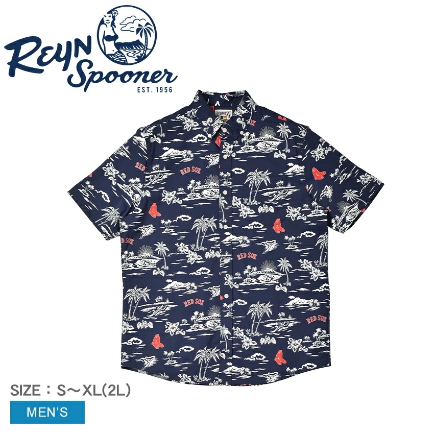 レインスプーナー メンズ トップス ウエア シャツ 半袖 UPF30+ チームロゴ 野球 アロハ 夏 涼しい ハワイ BOSTON RED SOX 1933 COOPERSTOWN PERFORMAN