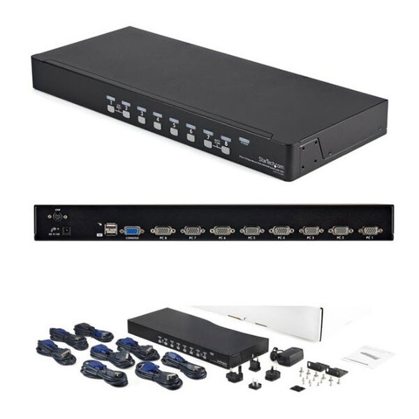 StarTech SV831DUSBUK ブラック [1Uラックマウント対応型 8ポート シングルVGAディスプレイ対応USB接続KVMスイッチ] メーカー直送