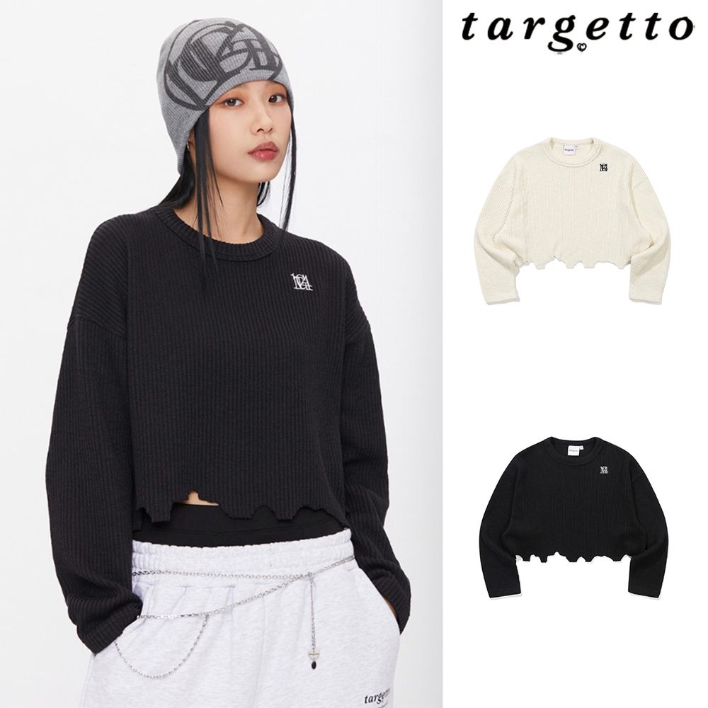 [TARGETTO] DAMAGE CUTTING CROP KNIT