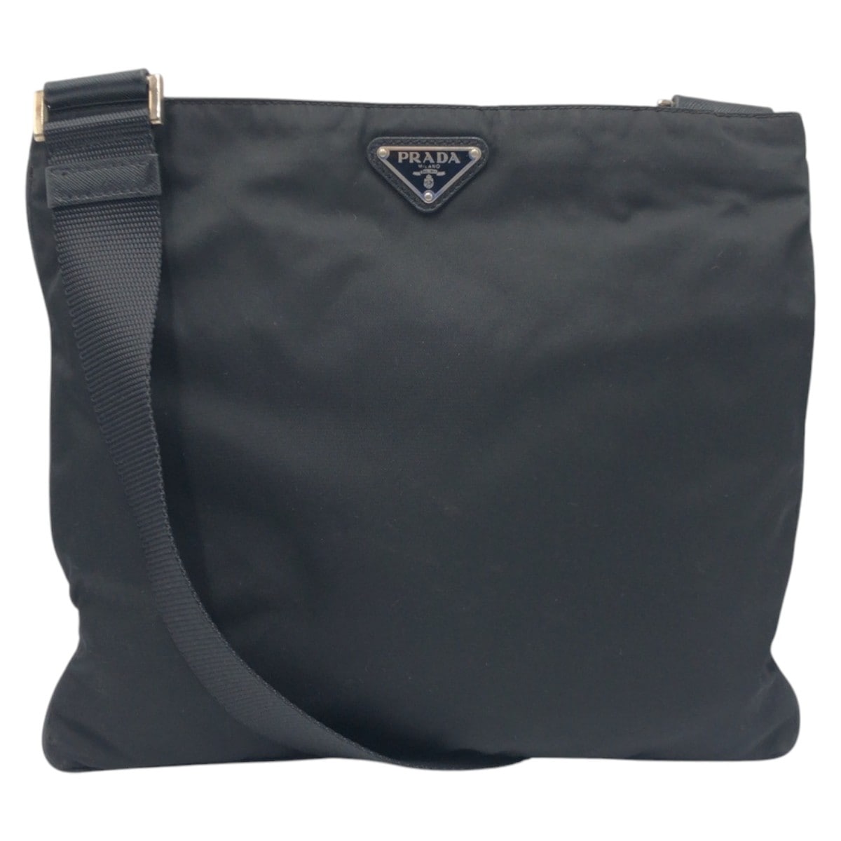 美品 テスート 三角ロゴ ブラック 黒 ナイロン ショルダーバッグ 男女兼用 500010