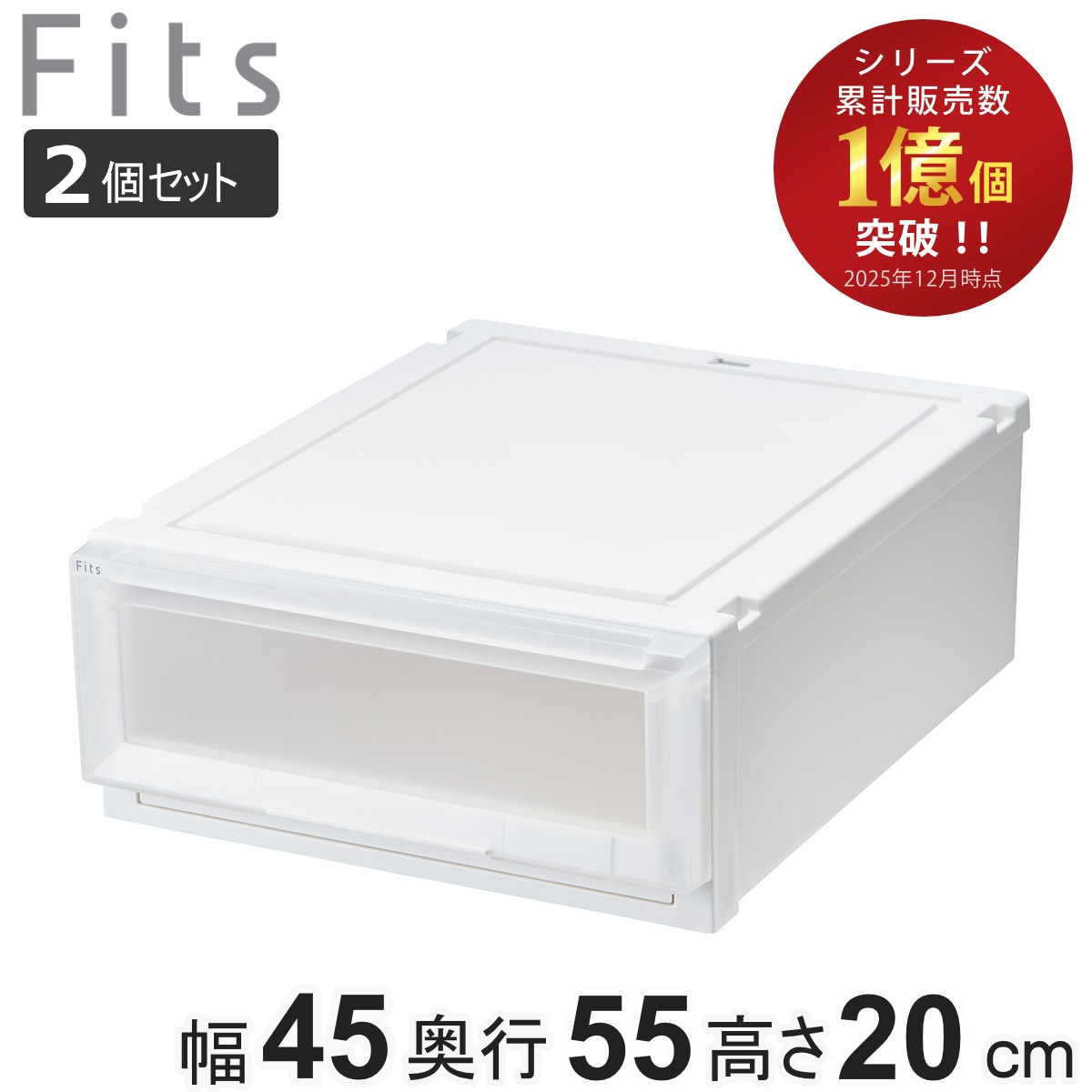収納ケース 2個セット 幅45x奥行55x高さ20cm Fits フィッツケース アドバンス 4520 クローゼット 収納 収納ボックス 引き出し 日本製 プラスチック 衣装ケース 天馬