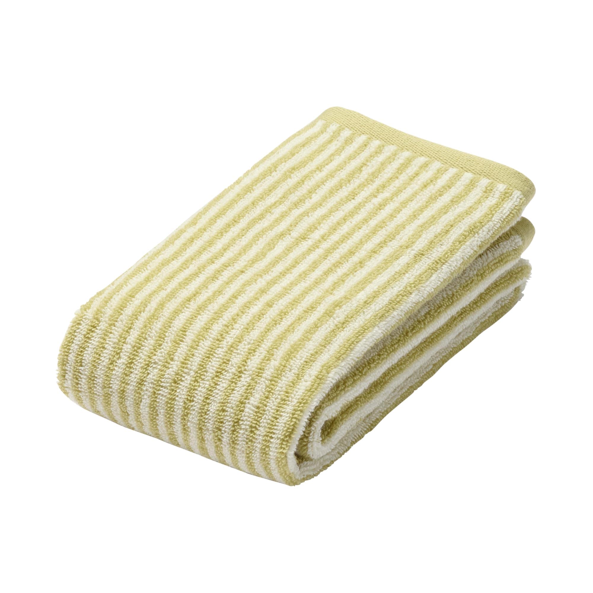 無印良品 ふっくらパイルフェイスタオル(柄)・15枚組 34×85cm・イエローストライプ/やわらか 84835094