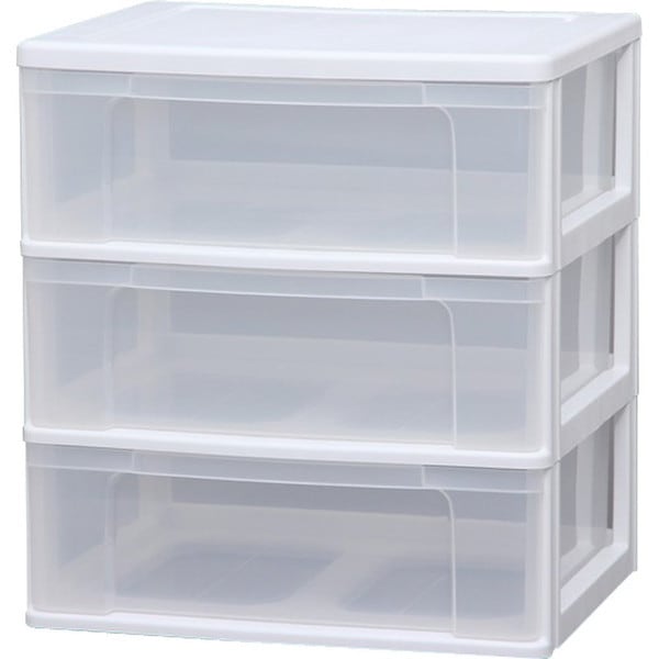 N-653 ホワイト/クリア [ワイドチェスト 3段 幅63cm 完成品] メーカー直送 7,355円