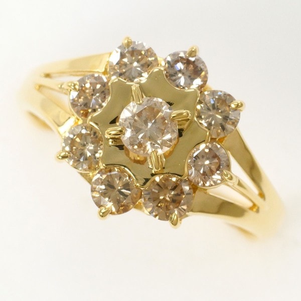 K18 18金 YG リング 指輪 11号 ダイヤ 1.00 カード鑑別書 ジュエリー 中古