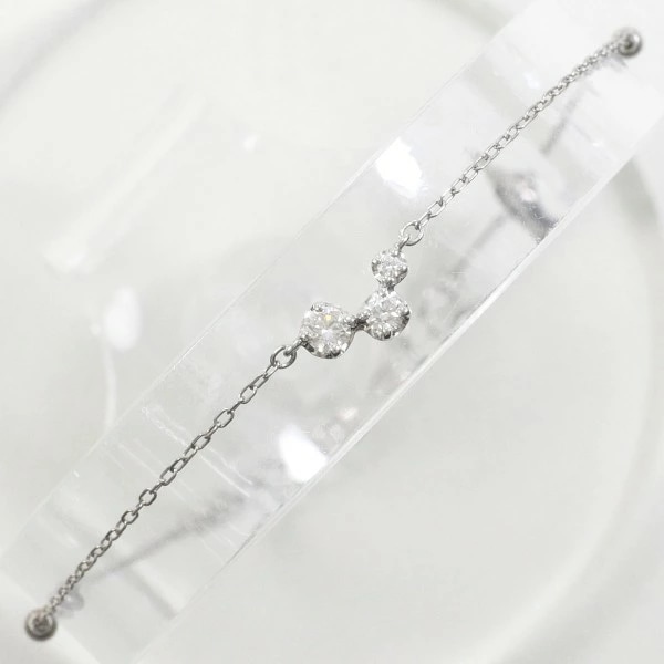 K18 18金 WG ホワイトゴールド ブレスレット ダイヤ 約20cm ジュエリー 中古
