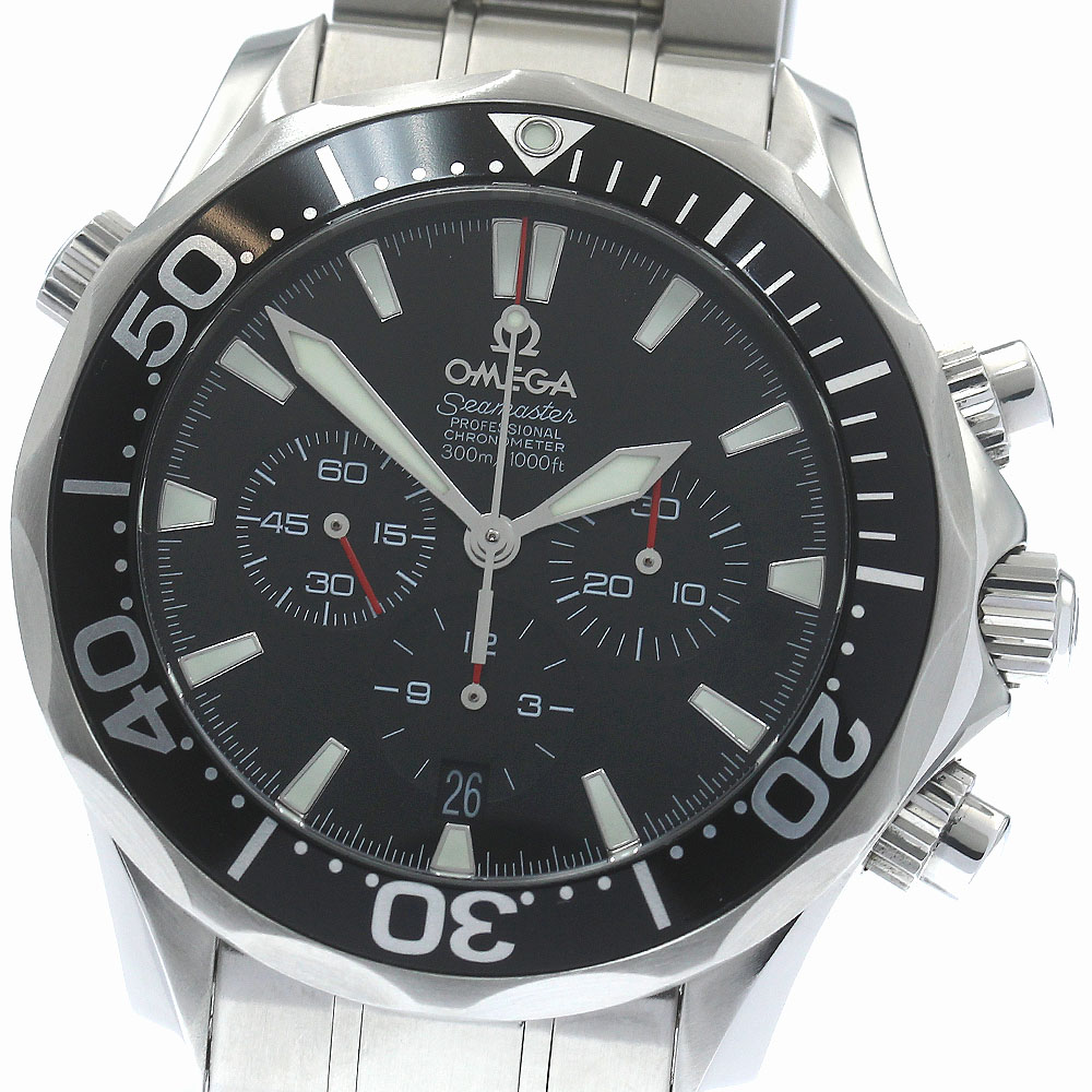 オメガ OMEGA 2594.52 シーマスター300 クロノグラフ デイト 自動巻き メンズ 箱・保証書付き_880484【中古】