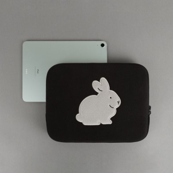刺繍 ノートパソコンポーチ_ハッピーラビット シリーズ(ip グレー/13インチ