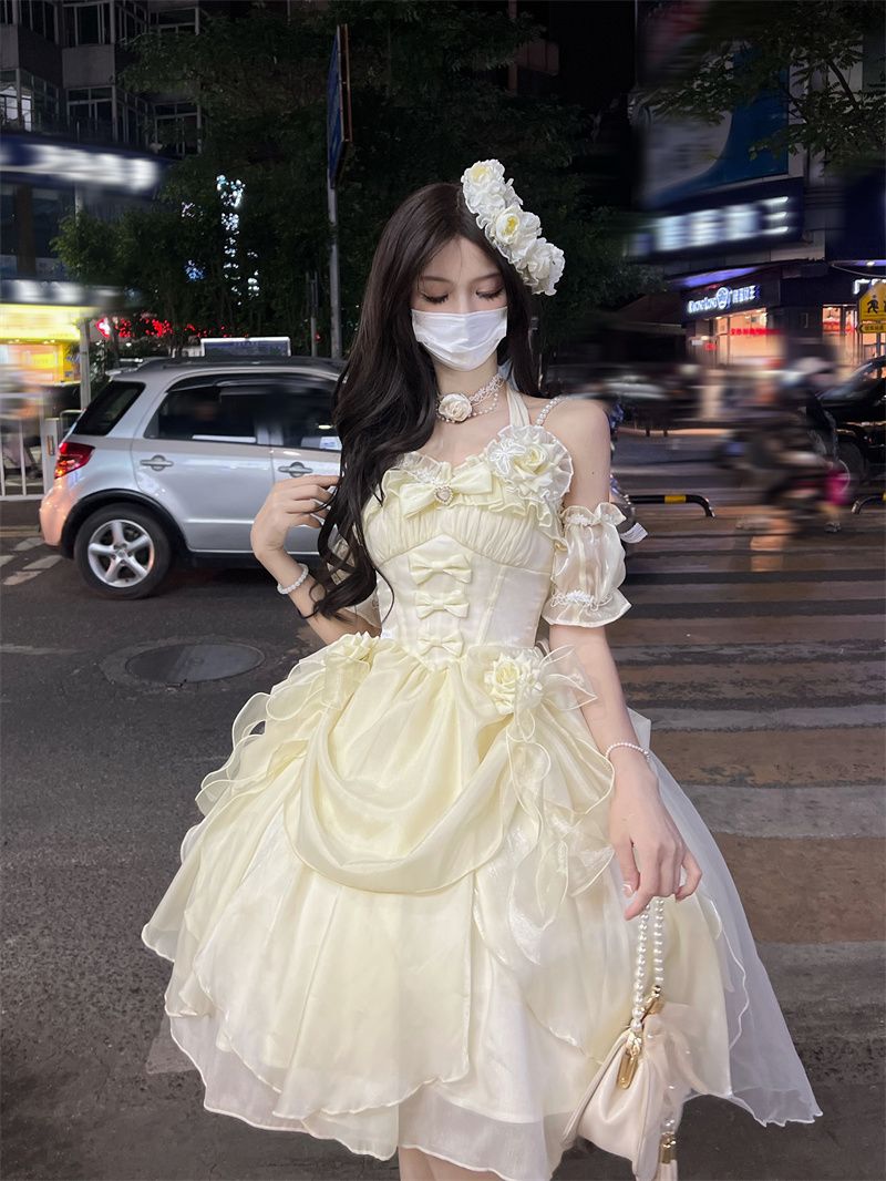 ドレス lolita やさしい 洋服 気質 レース ワンピース 韓国ファッションメガ割カラコンサンダル f Yt ハニーズ