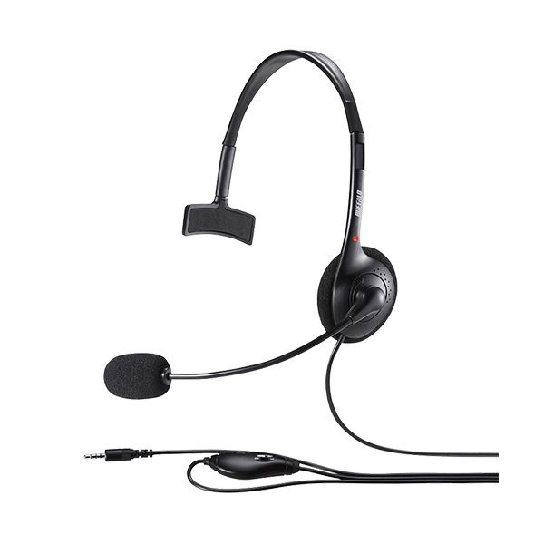 （まとめ） バッファロー片耳ヘッドバンド式ヘッドセット 4極 ブラック BSHSHCM100BK 1個 10セット