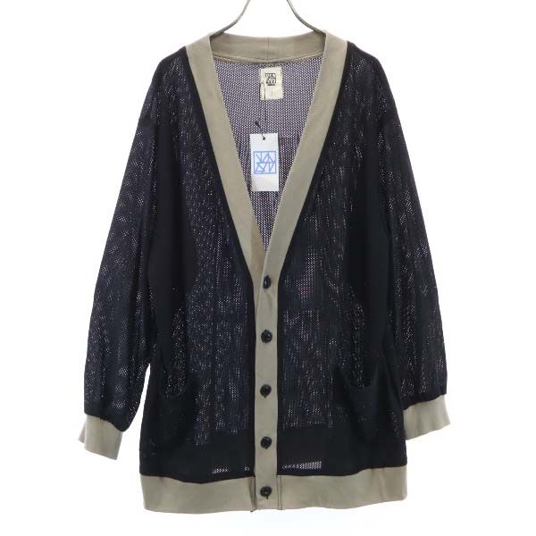 未使用 バースト222 19ss 日本製 長袖 メッシュ カーディガン 2 黒×グレー vast222 メンズ
