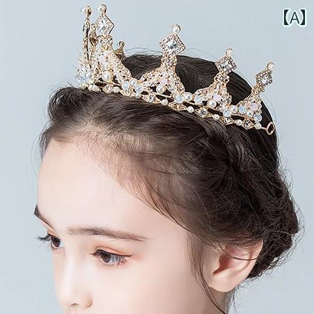 キッズ 女の子 頭飾り クラウン ティアラ プリンセス セレモニー ヘアアクセサリー キッズ フラワーガール ワンポイント