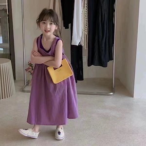 韓国 ワンピース　ドレス　ベスト+キャミワンピース半袖ワンピース　　ロングワンピース