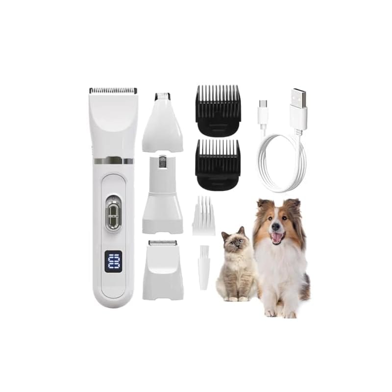 Batone犬用バリカン 4in1ペット用バリカン 猫 LEDディスプレイ 電動猫犬爪切り 猫用バリカン 犬用グルーミングバリカン人気 犬 バリカン 足裏 耳裏 顔回りお尻 全身カット 爪磨き 軽量