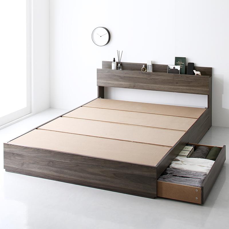 棚 コンセント付き 収納ベッド (ベッドフレームのみ) ダブル