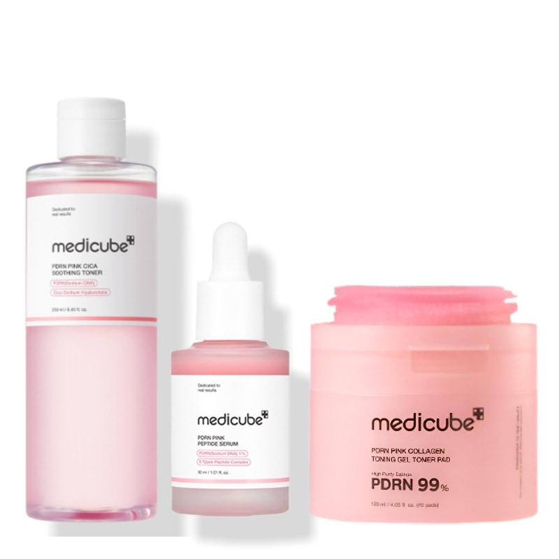 【PDRNピンク セット】シカスージングトナー 250ml+アンプル 30ml+コラーゲンゲル トナーパッド70枚