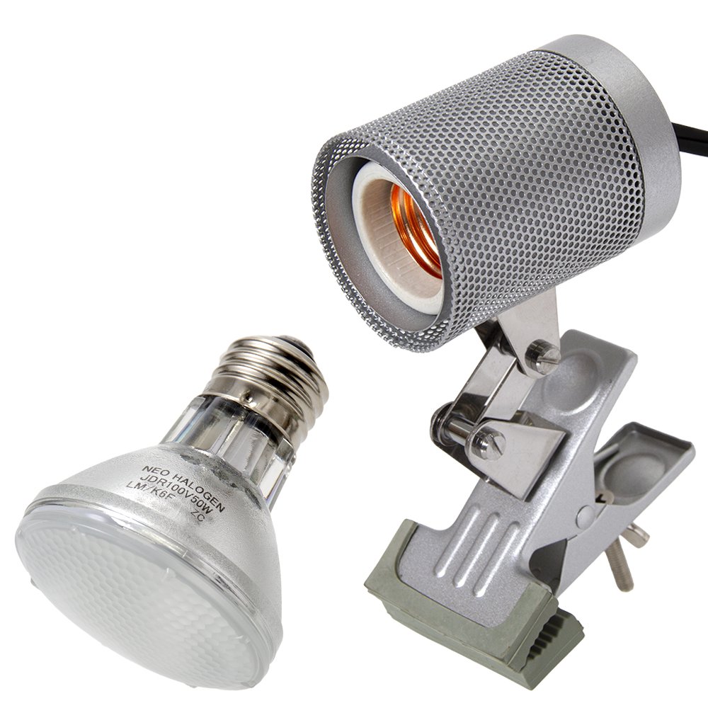 保温球＆ソケットセット　ネオハロゲン　５０Ｗ＋クリップスタンド　テラ（口金Ｅ２６）　爬虫類　ライト　ＣＲＣ17―41―20―00―00