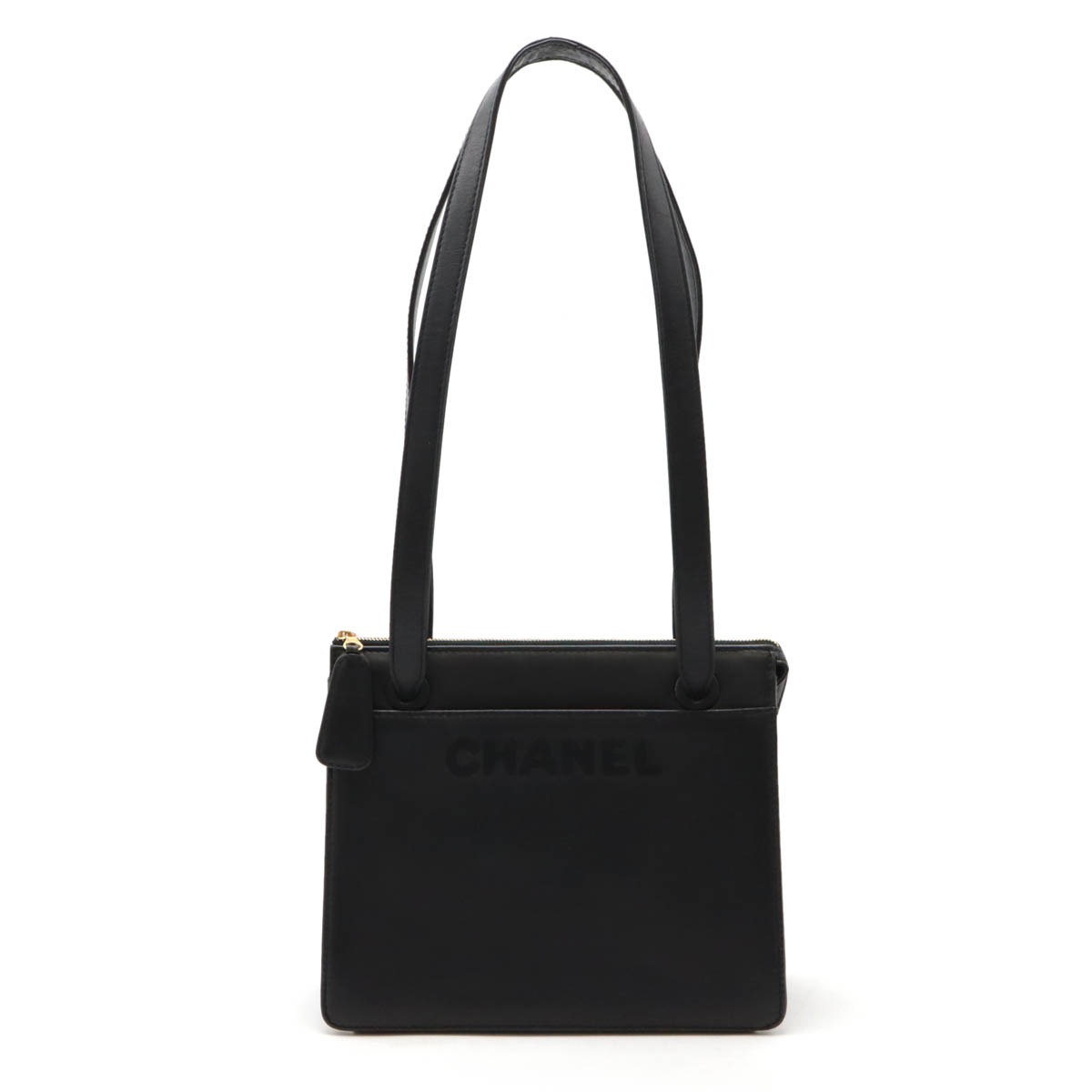 トートバッグ ショルダーバッグ 肩掛け ロゴ刺繍 レザー ブラック 黒 ゴールド金