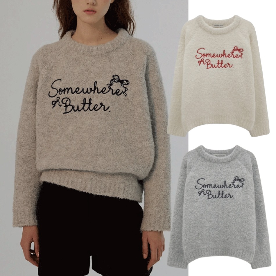 24FW Boucle ribbon letter knit ニット (2 COLORS)