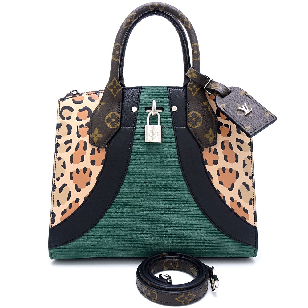 シティスティーマー M52126 ハンドバッグ 2WAY レオパード ワイルドアニマルズ ブラックxグリーン/352277【中古】