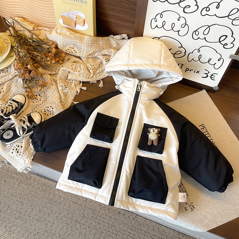 DW 247784子供トリプルギャザー子供用コート冬の女の子用コート黒ダウンインナーコート