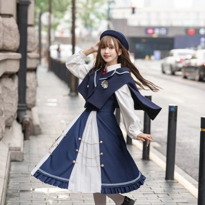 伝書ピジョンアカデミーロリータカレッジウィンドロリータ春冬ベストシャツマントスカート