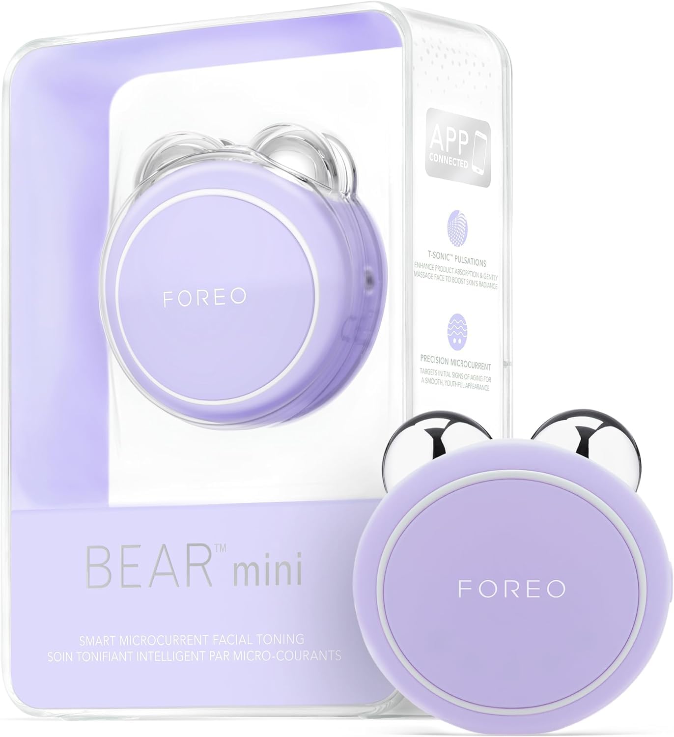 FOREO BEAR フォレオ mini ベア スマート マイクロカレント フェイシャルトーニング デバイス (ベア ミニ, ラベンダー)