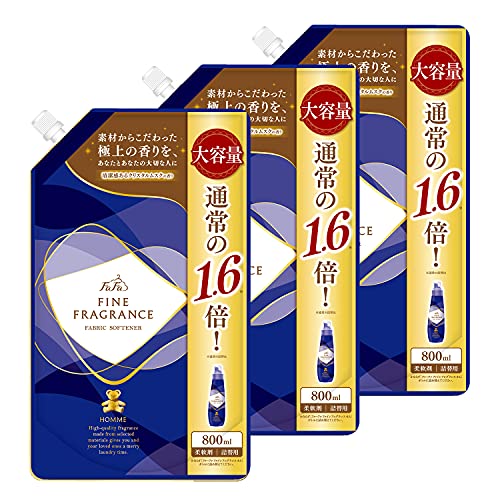 BULK LIFE(バルクライフ) ファインフレグランス 柔軟剤 オム (HOMME) クリスタルムスクの香り 800ml3個