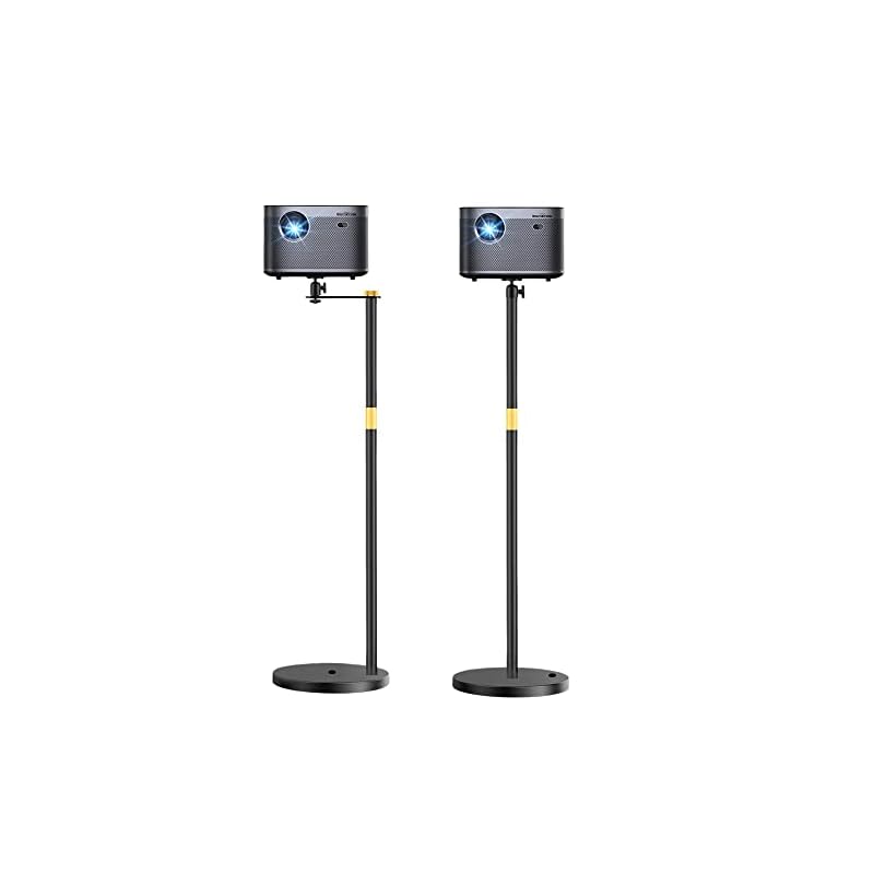 プロジェクタースタンド角度調整360回転85-123cmの高さ調整可能金属構造二重穴ベースデザイン安定壁に隠れワイヤーを整理するスペースを節約約5kg黒