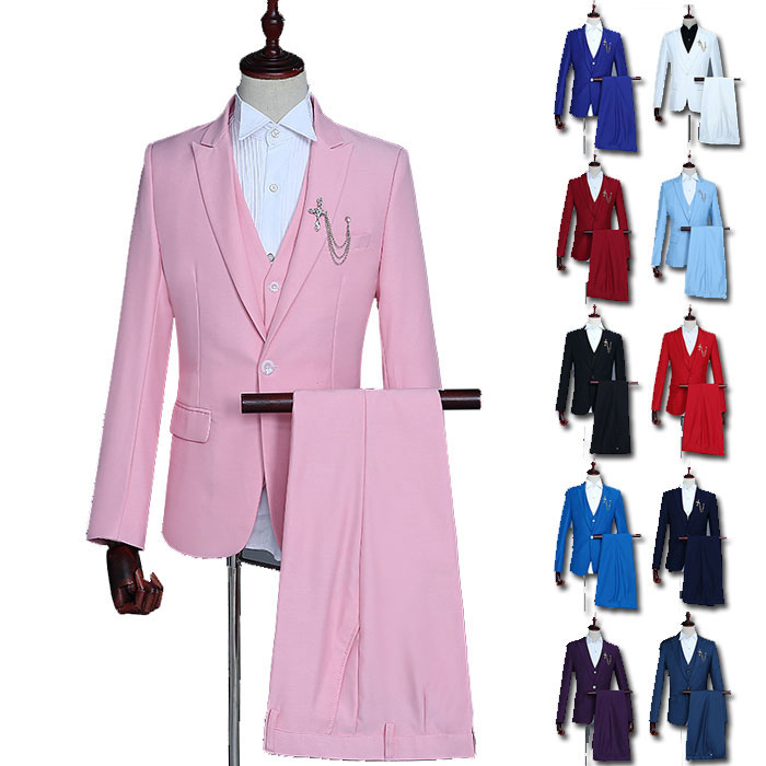 ステージ衣装 メンズ ステージスーツ カラースーツ 3点セット ジャケットパンツベスト 舞台衣装 ステージ パーティ イベント パーティ 司会 カラオケ ハロウィン 仮装 衣装 新