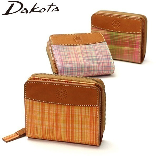 ダコタ限定ノベルティ付 二つ折り財布 財布 二つ折り 本革 ファスナー付き 軽量 カード チェック柄 大人 ミニ アトリエ 0031570