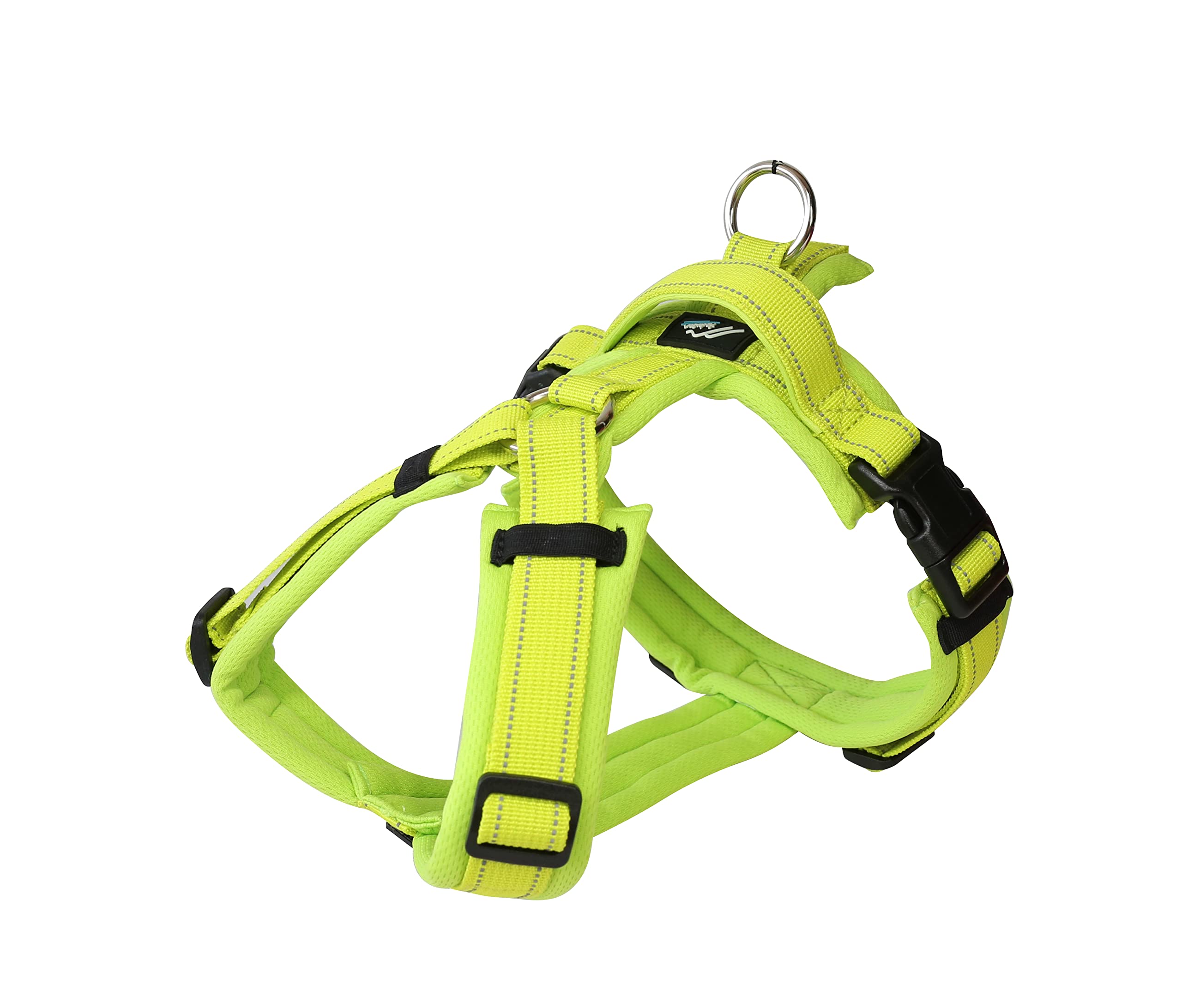 Hakusan ゼロハーネス 負担軽減 犬用ハーネス サイズ調整可 簡単着脱 夜間反射材 軽量 通気 ハンドル付き ネームプレート M サイズ メッシュライム×イエロー