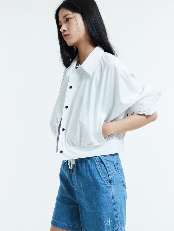 【HOKUSPOKUS】 COATED COTTON BLOUSON : WHITE