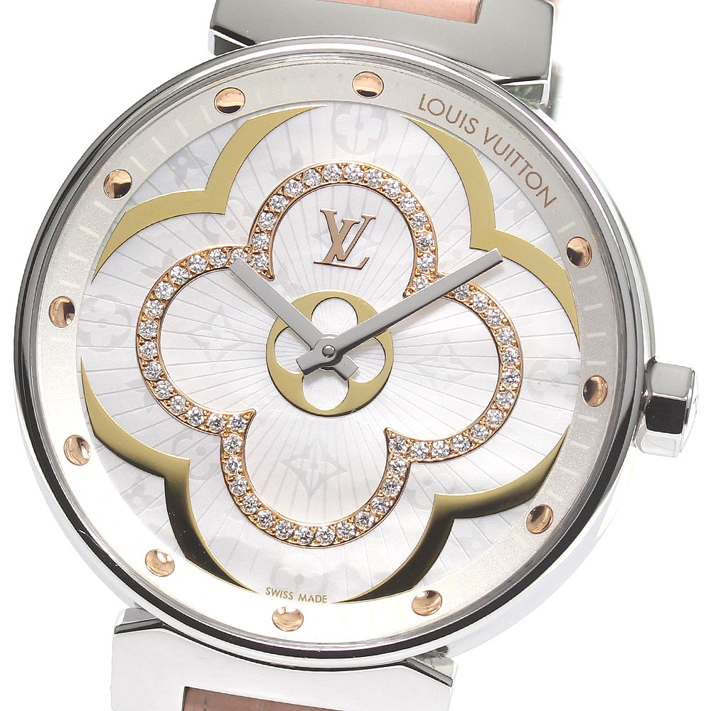 ルイ・ヴィトン LOUIS VUITTON QA019 タンブール ムーン ディヴァイン ダイヤモンド クォーツ レディース 極美品 _767077【中古】