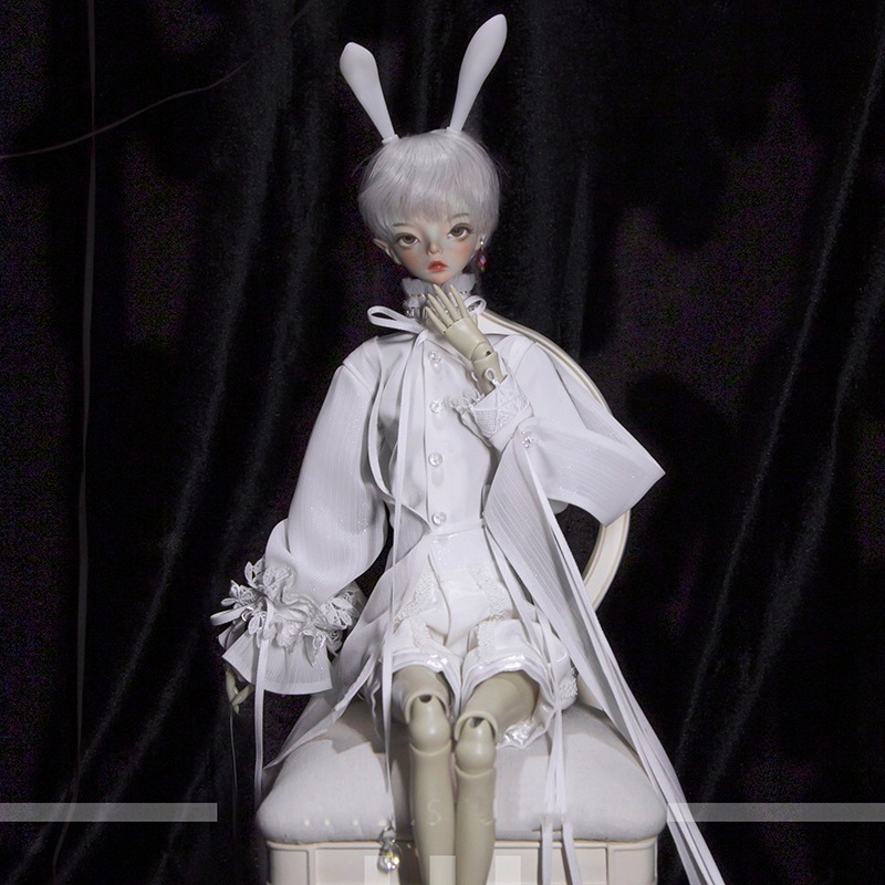 BJDドール用衣装セット 黒兎/白兎ドール洋服セット シャツ MSD/SD/70cm+サイズ人形用