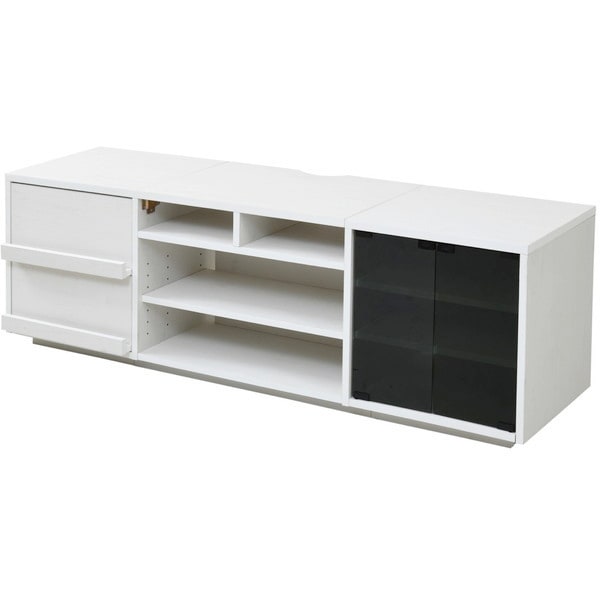 JKプラン FTV-HIGHSET-GDWH ホワイト [テレビ台 ハイタイプ(ガラス扉引き出し)] メーカー直送