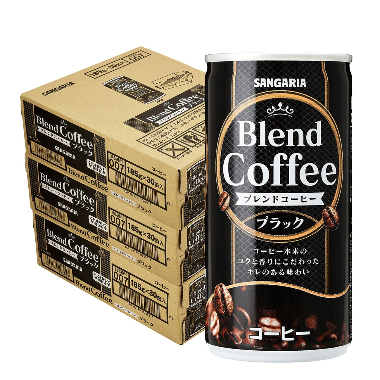 【送料無料】サンガリア ブレンドコーヒー ブラック 185ml×3ケース/90本