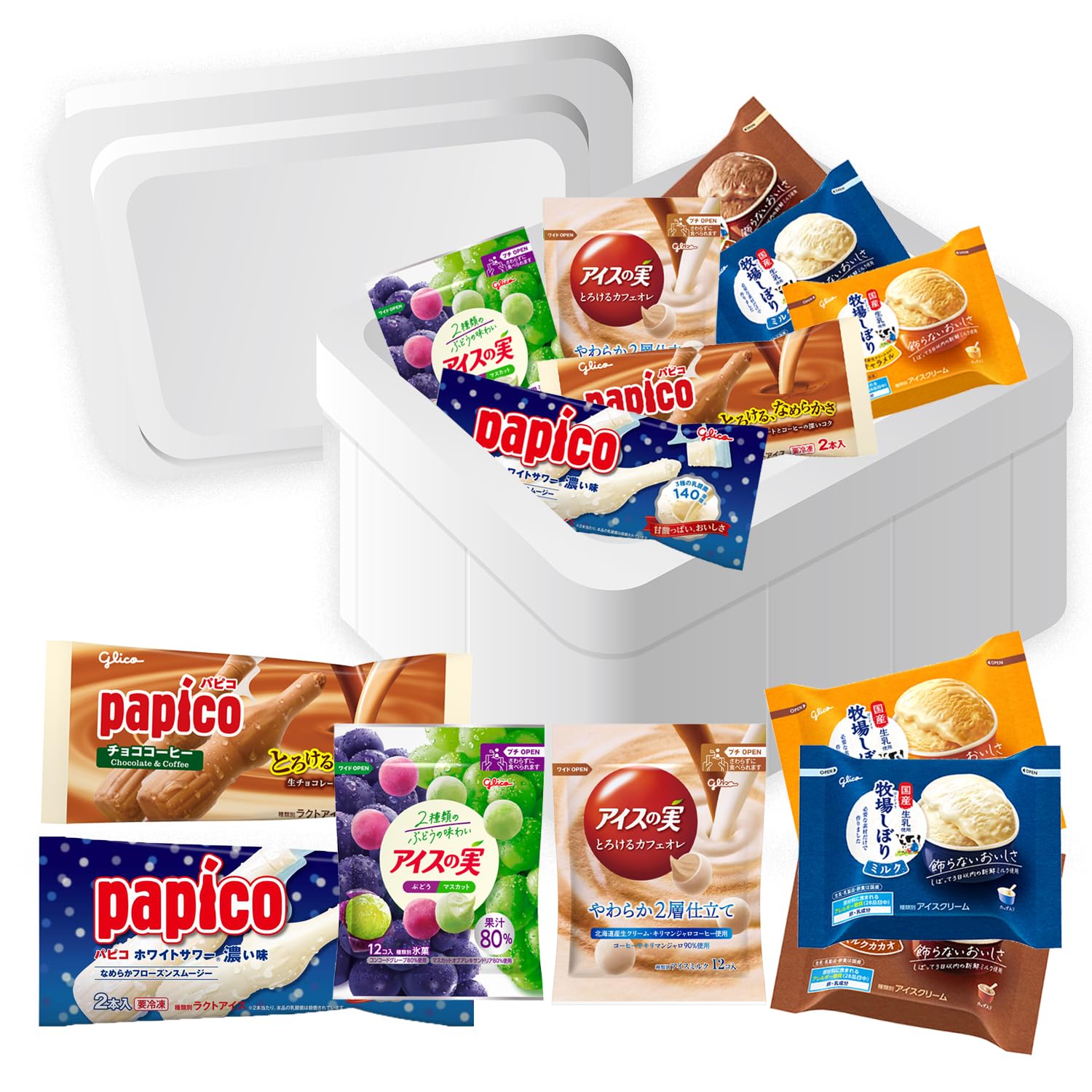 冷凍 パピコ アイスの実 牧場しぼり アイス詰め合わせ 7種×各2個 江崎 アイスクリーム