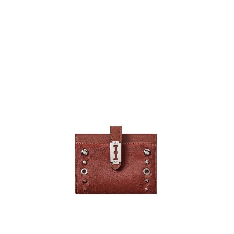 Magpie Goth Stud カードウォレット (맥파이 고스 스터드 카드지갑) Brown-VQB5-1CW628-1BRXX