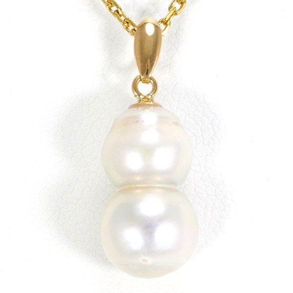 K18 18金 YG イエローゴールド ネックレス パール(真珠) 約38cm ジュエリー 中古