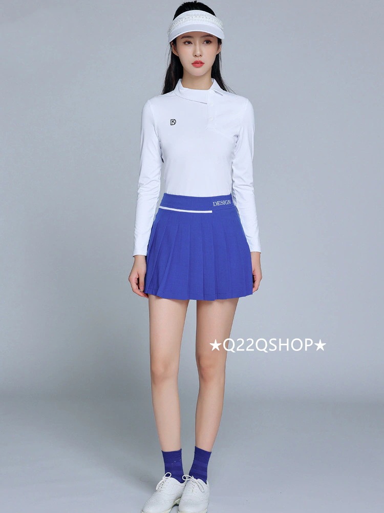 ゴルフウェア レディース スポーツウェア ゴルフスカート 長袖 スカート 上下セット 大きいサイズ 白 ブルー 春夏 秋冬 速乾 韓国風 INS おしゃれ