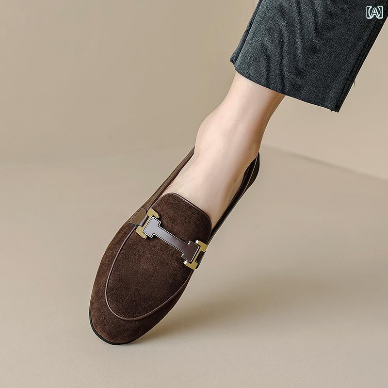 ローファー レディース 通学 通勤 学生 カレッジ 仕事 オフィス 春秋 シープスキン 女性 英国 フラット シューズ 女性 ラウンドトゥ 革靴 靴