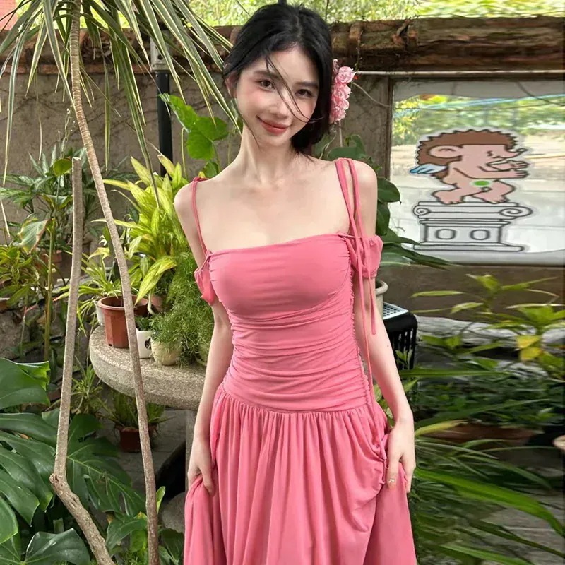 25 ワンピース かわいい ミモレ丈 ジャンパースカート キャミソール フロントオープン 韓国ファッション レディース おしゃれ かわいい 4,706円