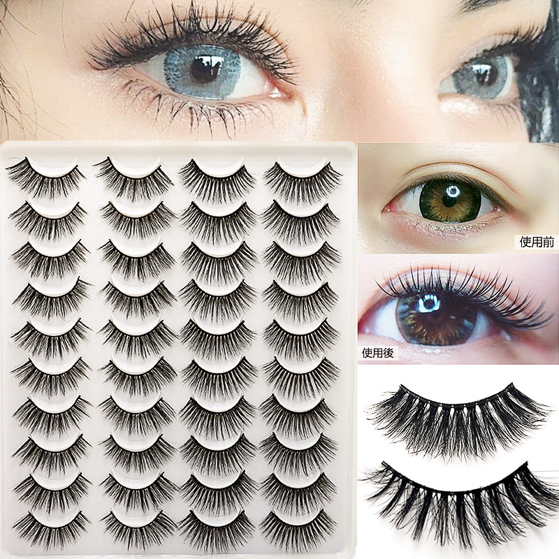 Qoo10 ペア 3ｄ手作りつけまつげ ナチュラ ポイントメイク