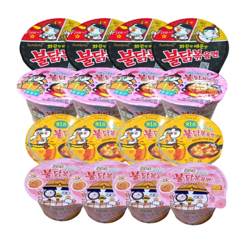 【セット】三養 ブルダック 大カップ4個 + カルボブルダック4個 + チーズブルダック4個 + ロゼブルダック4個（合計16個）