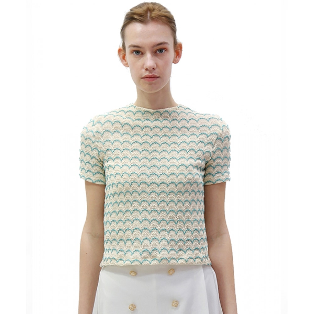 DAMAGE MNEMONICクラウドブルーラインニット_Cloud Blue line Knit