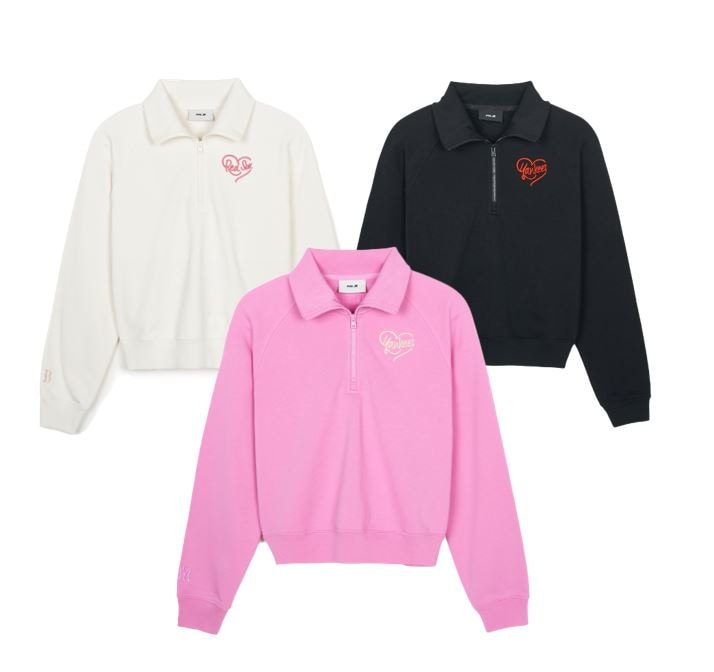 HEART CROP HALF ZIP UP SWEATSHIRT
