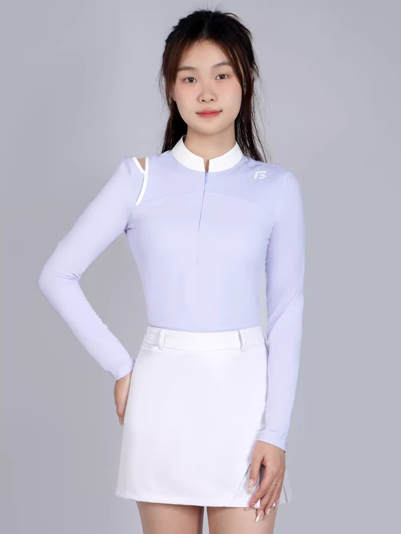ゴルフウェア レディース スポーツウェア ゴルフスカート 長袖 POLOシャツ Tシャツ スカート 上下セット 白 パープル プリーツスカ 春夏 秋冬 速乾 女性 テニスウェア 韓国風 おしゃれ